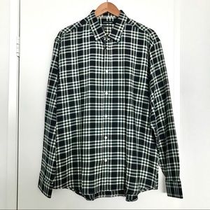 🚨Stitch Note Button Up- Black And Olive Plaid